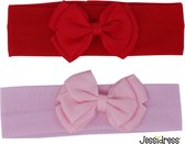 Jessidress® Baby Haarband Baby Hoofdbanden Haarband met strikje Hoofdband - Rood/Roze