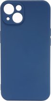 Shop4 - Geschikt voor iPhone 13 mini Hoesje - Zachte Back Case TPU Siliconen Mat Donker Blauw