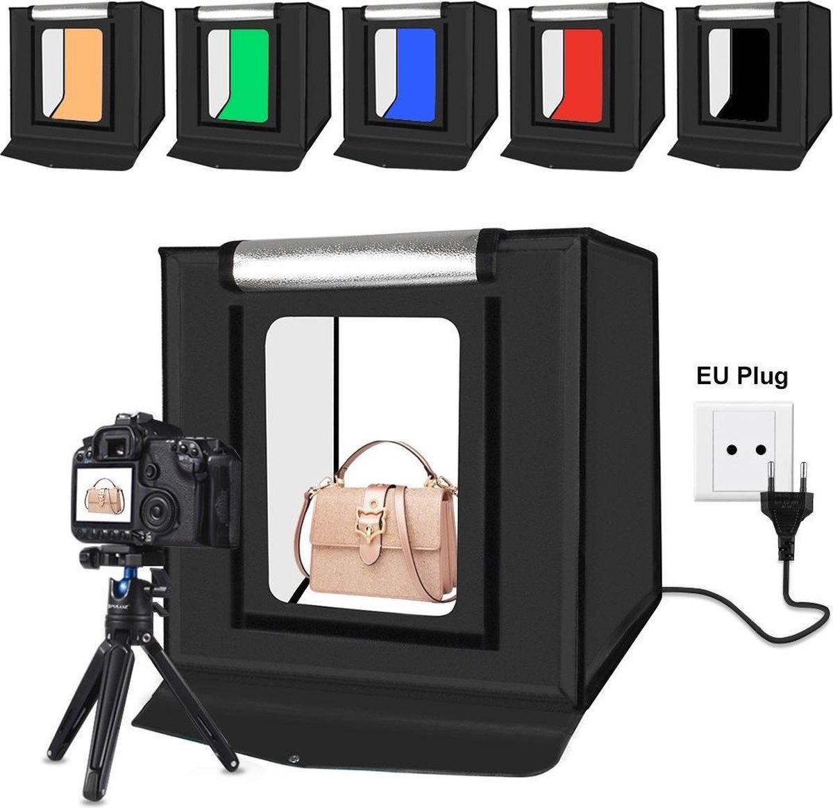Puluz professionele fotostudio box – 60x60x60cm – 2x LED verlichting – 6 kleuren achtergronden – Draagbaar - PULUZ