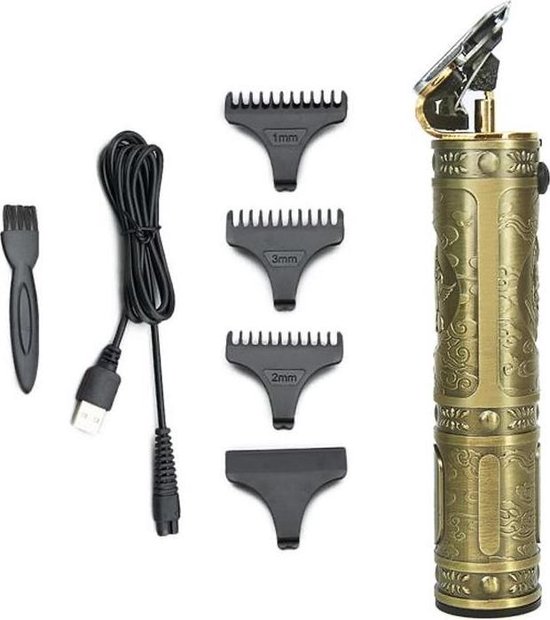 Luxe - Professionele trimmerset - Trimmer voor mannen - Baardtrimmer - Scheerapparaat - 1500mAh - Goud - Opzetstukken 1mm - 2mm - 3mm - RESUXI