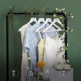 Kleerhanger voor jassen, set van 12, houten hanger, met anti-slip inkepingen in het schoudergedeelte, broekstang, haak 360° draaibaar, voor shirts, jassen, broeken, wit HMRW002W01