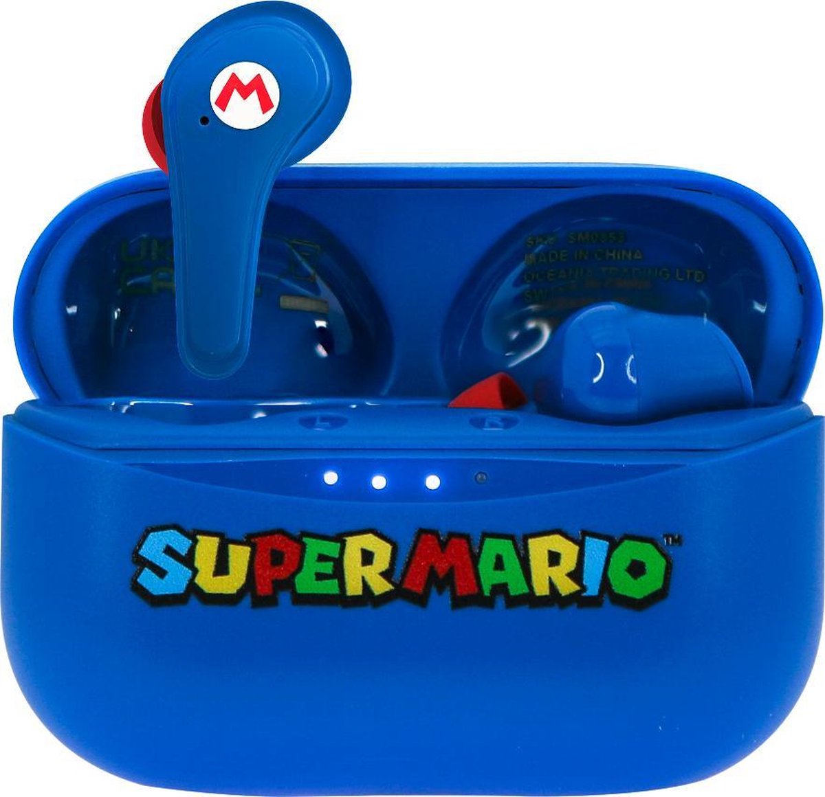 Super Mario - TWS earpods - oplaadcase - touch control - extra eartips (blauw)