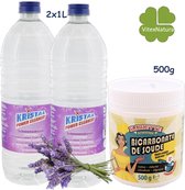 Natrium Bicarbonaat 500g, Lavendel Azijn 2x1Lit. Bio schoonmaakmiddelen | NIET GIFTIG | Milieu vriendelijk, duurzaam, spaarzaam.