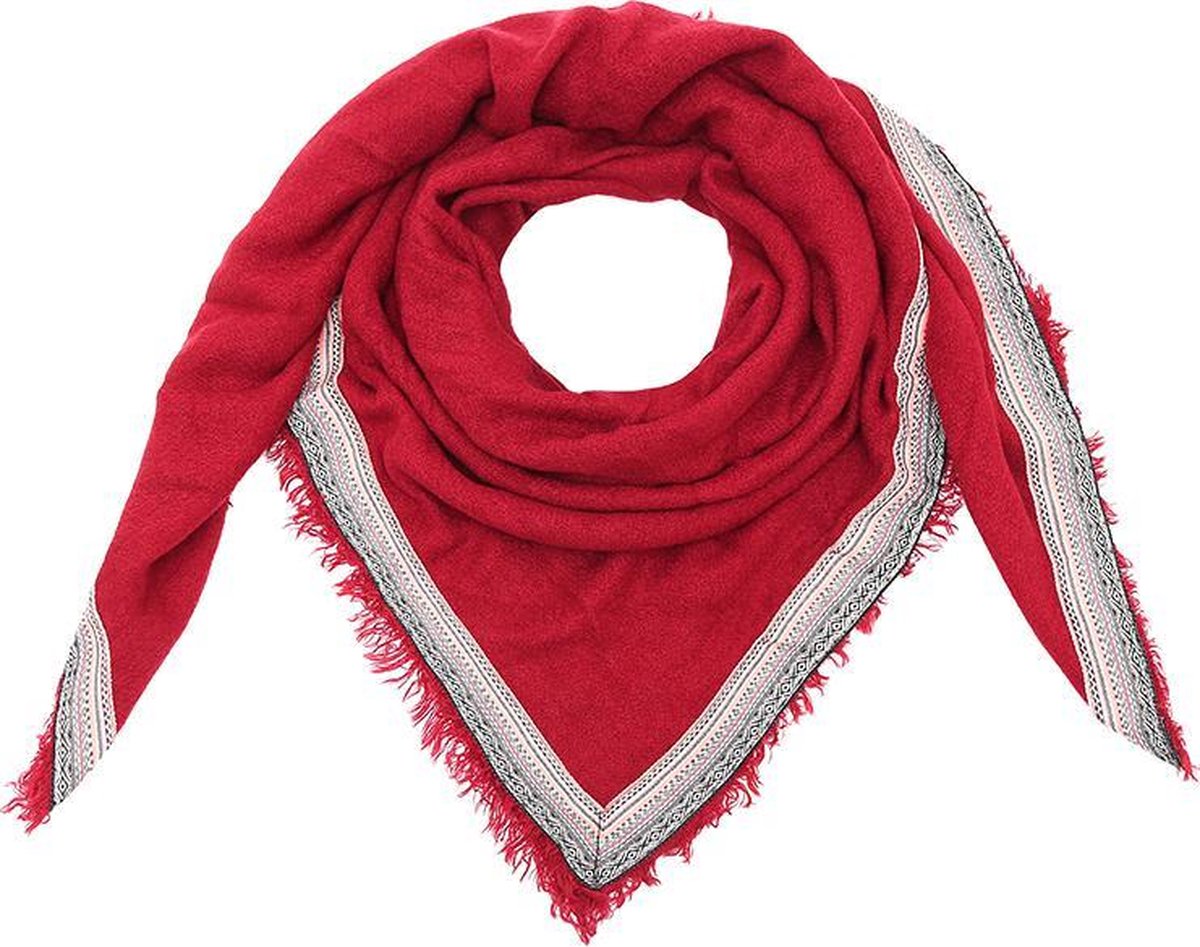 Vierkante dames sjaal Colourful Rows|Vierkante shawl|Rood|Aztec bies |  bol.com