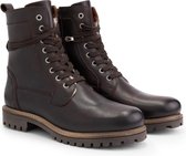 Travelin' Kvinlog Heren - Leren Veterschoenen - Wol gevoerde boots - Donkerbruin leer - Maat 47