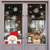 Raamsticker kerst - Herbruikbaar - Kerstman en Rendier - Kunst sneeuwvlokken -  Raamdecoratie kerst - Kerst sticker - Kerst Decoratie - Kerstmis versiering - Kerstraamstickers - Me