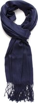 Blauwe sjaal - Dunne sjaal - Sjaal met franjes - Sjaal voor binnen en buiten