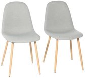 Set van 2 grijze stoffen stoelen - L 45 x D 53 x H 85 cm - CLODY