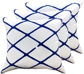 Sunfield Sierkussenset 3-delig | Decoratie Kussens 45 x 45 cm | Kussen Woonkamer | Katoen | Wit Blauw