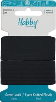 Habby elastiek 30mm | Rubberen Band | Plat Gewegen | Zwart | 3 meter | Hobby - Knutselen - Naai elastiek