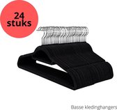 Life’s Green® Kledinghangers Basse 24 stuks - Suede kledinghangers zwart - knaapjes - kleerhangers - Ultradun en antislip kledinghangers