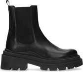 Manfield - Dames - Zwarte leren chelsea boots met plateauzool - Maat 39