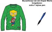 Super Mario Bross T-shirt Longsleeve - Groen. Maat 152 cm / 12 jaar + EXTRA 1 Stylus Pen