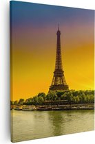 Artaza Canvas Schilderij Eiffeltoren In Parijs Tijdens Zonsopgang - 80x100 - Groot - Foto Op Canvas - Canvas Print