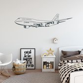Muursticker Vliegtuig -  Donkergrijs -  160 x 40 cm  -  baby en kinderkamer - Muursticker4Sale