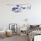 Muursticker Helikopter -  Donkerblauw -  160 x 57 cm  -  baby en kinderkamer - Muursticker4Sale