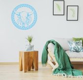 Muursticker Buffalo -  Lichtblauw -  Ø 60 cm  -  slaapkamer  woonkamer  dieren - Muursticker4Sale