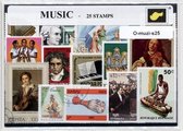 Muziek – Luxe postzegel pakket (A6 formaat) : collectie van 25 verschillende postzegels van muziek – kan als ansichtkaart in een A6 envelop - authentiek cadeau - kado - geschenk - kaart - music - song - songs - live - concert - muzikaal - luisteren