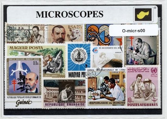 Afbeelding van het spel Microscoop – Luxe postzegel pakket (A6 formaat) : collectie van verschillende postzegels van microscoop – kan als ansichtkaart in een A6 envelop - authentiek cadeau - kado - geschenk - kaart - medisch -  bioloog - forensisch - vergroten - onderzoeken