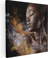 Artaza Canvas Schilderij Afrikaanse Vrouw Met Zilver En Goud - 60x60 - Foto Op Canvas - Canvas Print