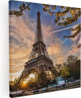 Artaza Canvas Schilderij Eiffeltoren In Parijs Tijdens Zonsondergang - 60x60 - Foto Op Canvas - Canvas Print