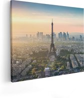 Artaza Canvas Schilderij Skyline Van Parijs Met De Eiffeltoren - 100x80 - Groot - Foto Op Canvas - Canvas Print
