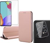 Hoesje geschikt voor Samsung Galaxy A52s - Portemonnee Book Case - Roségoud - Met Screenprotector en Camera Screen Protector