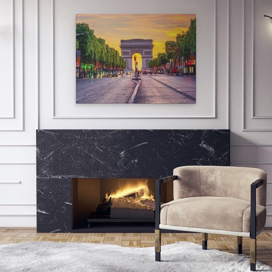 Artaza Toile Peinture Arc De Triomphe A Paris De La Rue - 80x60 - Tableau Sur Toile - Impression Sur Toile