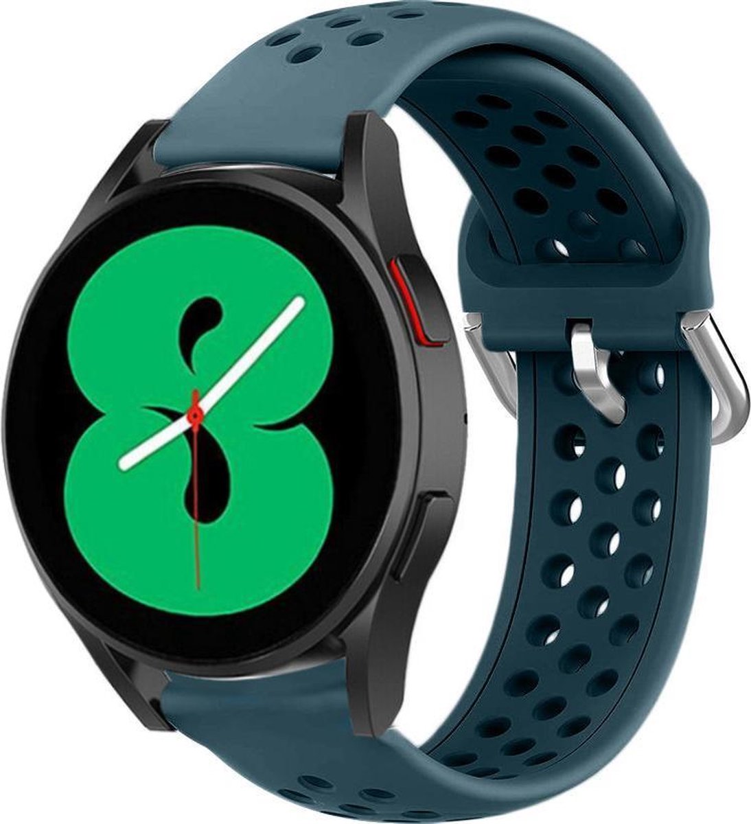 Strap-t Siliconen bandje met ventilatiegaatjes - geschikt voor Samsung Galaxy Watch 7 (40 & 44mm) / Galaxy Watch 6 (Classic) / Galaxy Watch 5 / 5 Pro / Watch 4 (Classic) / Watch FE - horlogebandje voor Galaxy Watch 4-5-6 - rock groen