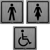 WC bord RVS SET man-vrouw-mindervaliden 10x10 cm zelfklevend
