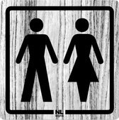 WC bord man-vrouw 10x10 cm HOUTLOOK GREY zelfklevend