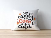 Halloween Kussen met tekst: Candy Corn cutie | Halloween Decoratie | Grappige Cadeaus | Geschenk | Sierkussen