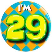 button I'm 29 staal 5,5 cm geel/blauw/groen