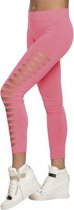 opengewerkte legging dames neonroze maat M