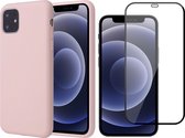 Hoesje geschikt voor iPhone 13 en Screenprotector - Fluweelzachte Backcover - Roze