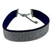 Diamond Choker - Lengte 290mm x Breedte 25mm - End Koord 10cm - Lengte 390mm x 25mm - Kleur: Blauw