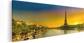 Artaza Canvas Schilderij Eiffeltoren In Parijs Tijdens Zonsopgang - 120x40 - Groot - Foto Op Canvas - Canvas Print