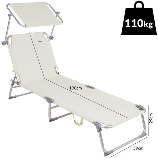 Schatting Onderzoek Zeep Ibiza 2 ligbedden met zonnedak - strandstoelen - inklapbaar - creme - 190 x  59 x 29 | bol.com