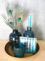 6DELIG WOONACCESSOIRES SET – Droogbloemen met vaas - Droogbloemen in vaas - Droogbloemen inclusief vaas - Fles kandelaar - Kandelaar glas - Kandelaar set - Waxinelichthouder - Theelichthouder