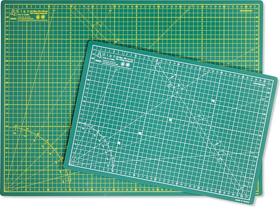 Tapis de découpe Elan 5 plis vert A1, tapis de découpe 3 mm auto-cicatrisant, tapis de bricolage avec grille double face, tapis de découpe métrique pour Matelassage, Coudre, patchwork, scrapbooking, etc. 90 x 60 cm…