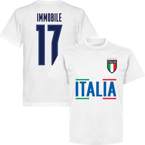 Italië Immobile 17 Team T-Shirt - Wit - XS