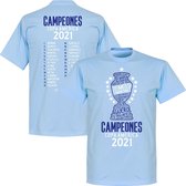 Argentinië Copa America 2021 Winners Selectie T-Shirt - Lichtblauw - XXL