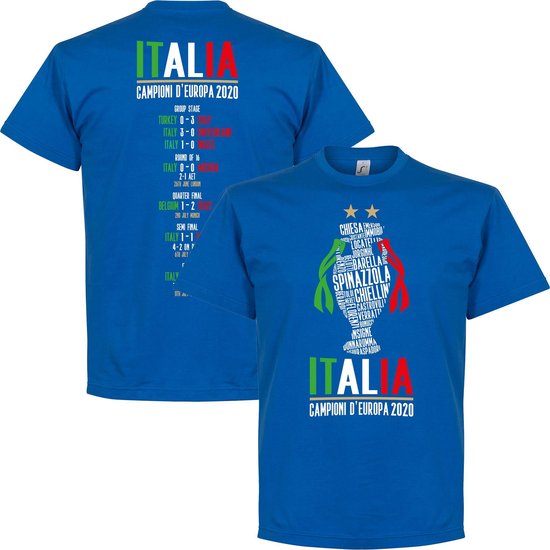 Italië Champions Of Europe 2021 Road To Victory T-Shirt - Blauw