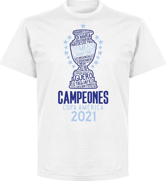 Argentinië Copa America 2021 Winners T-Shirt - Wit - 3XL