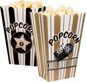 popcornbakjes Hollywood karton zwart/bruin 4 stuks