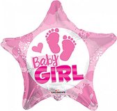 folieballon baby girl footprints meisjes 18 cm roze