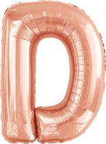 folieballon letter D 99 x 88 cm ros√©goud
