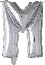 folieballon letter M 41 cm zilver