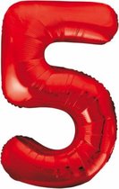 cijferballon 5 folie 86 cm rood