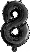 folieballon Cijfer 8 16 cm zwart